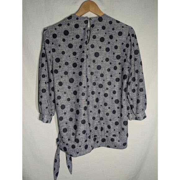 Anthony Richard's vintage polka dot side tie 3/4 Sleeve blouse women's size 12 - Picture 4 of 6